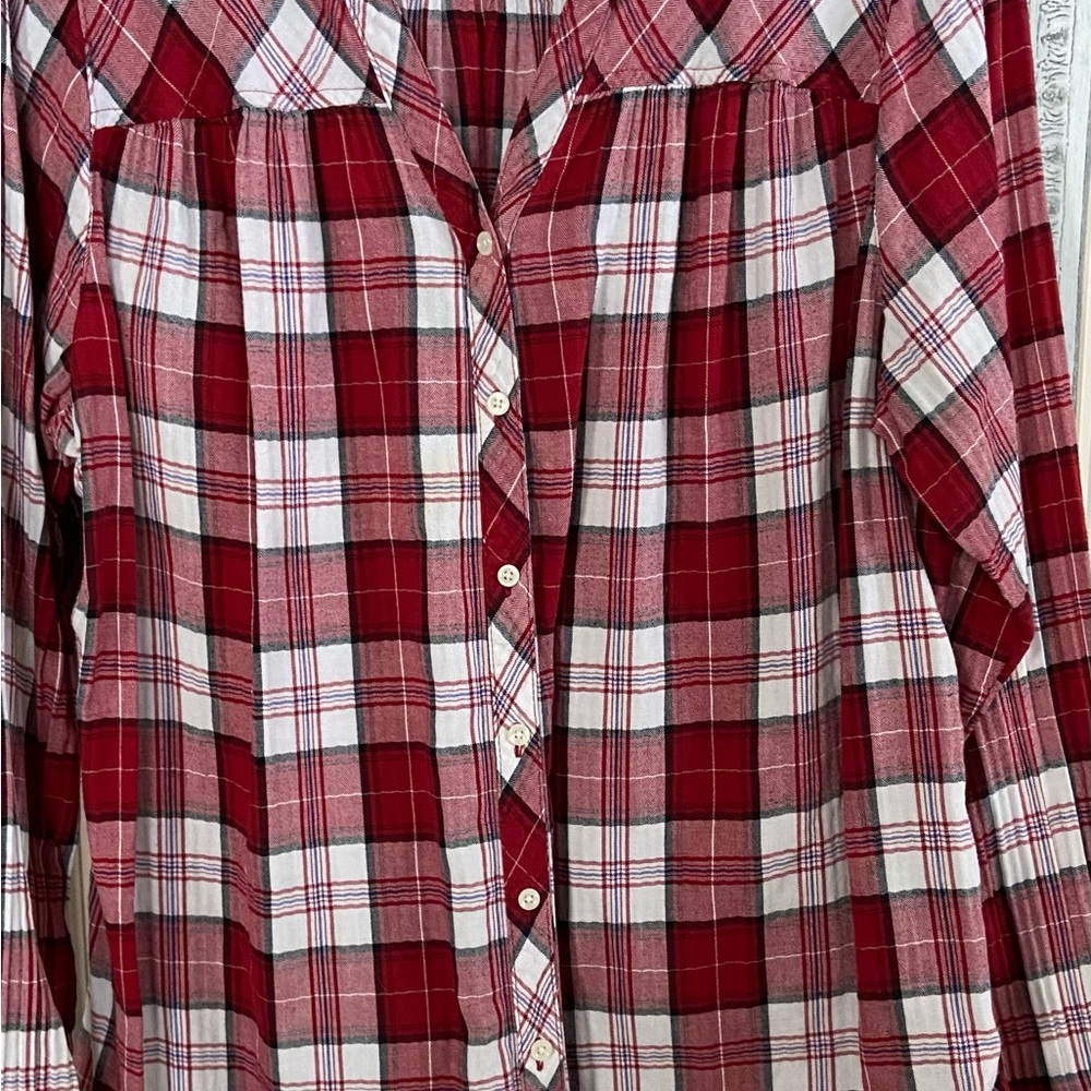 Gently Worn Croft&Barrow Sz-XXL Red Plaid Button-Up Flannel Wintertime Warm Top🎄 - Picture 16 of 16